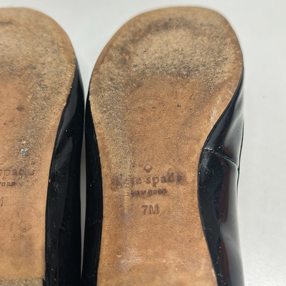 Kate Spade Willa Ballet Flats Shoes Shiny Patent Leather Bow Charm Black Size 7 - Picture 10 of 10